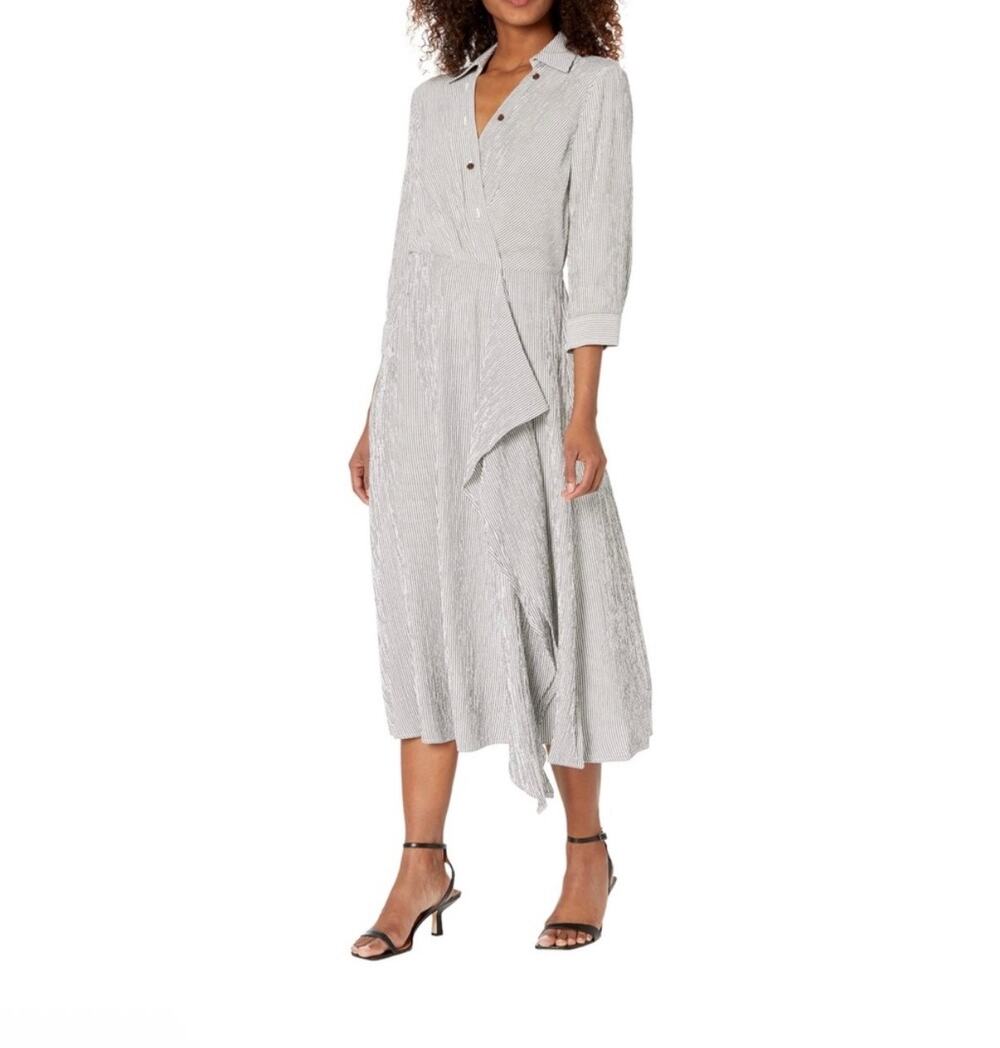 Calvin Klein Seersucker Dress Assymetrical